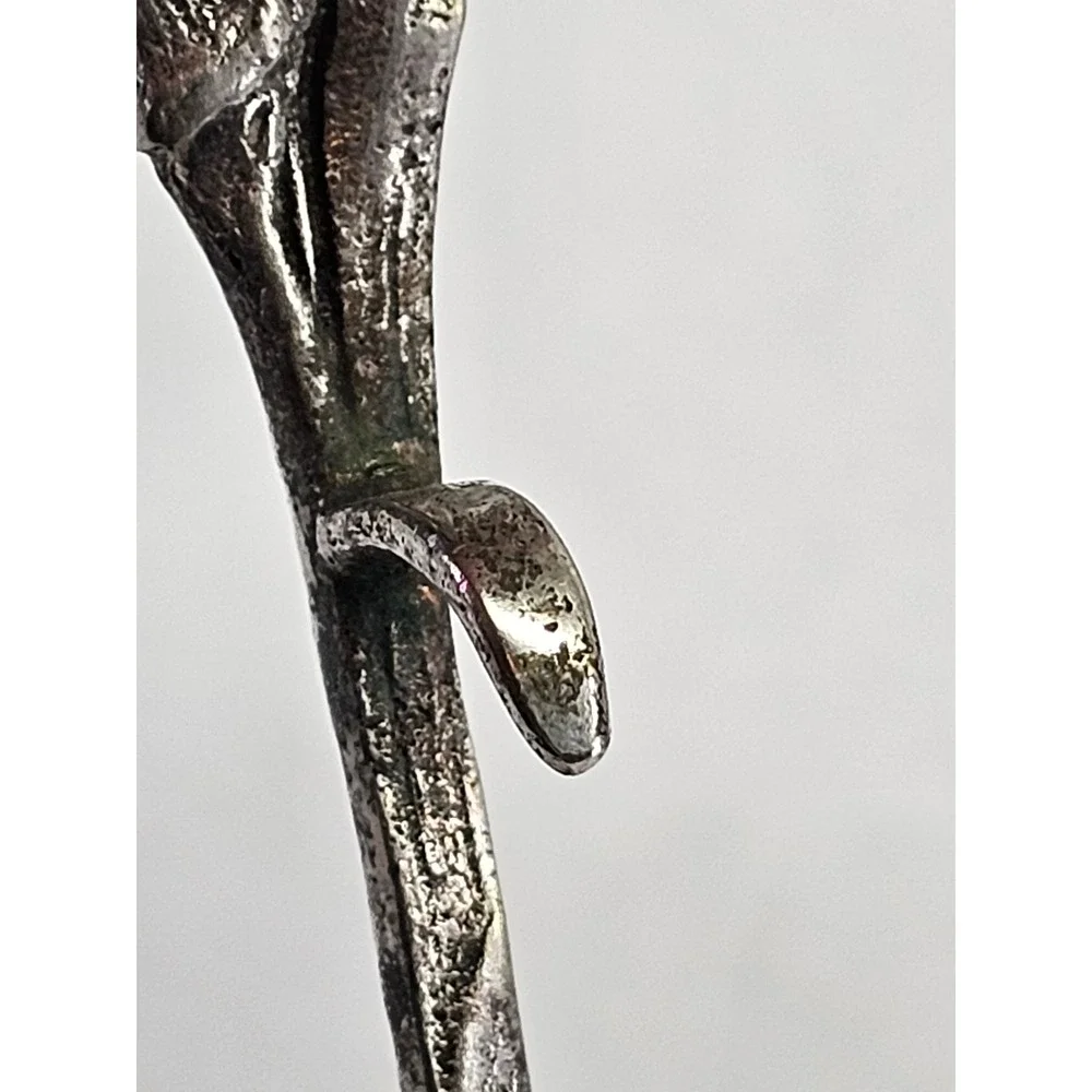 Rare Dutch Antique 1929 Pansy Sterling‎ Silver Cream Spoon with Hook Floral